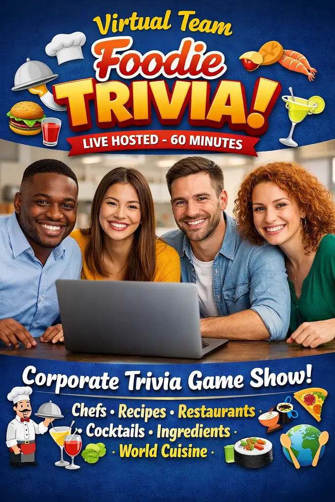 Virtual Team Foodie Trivia Game Show banner