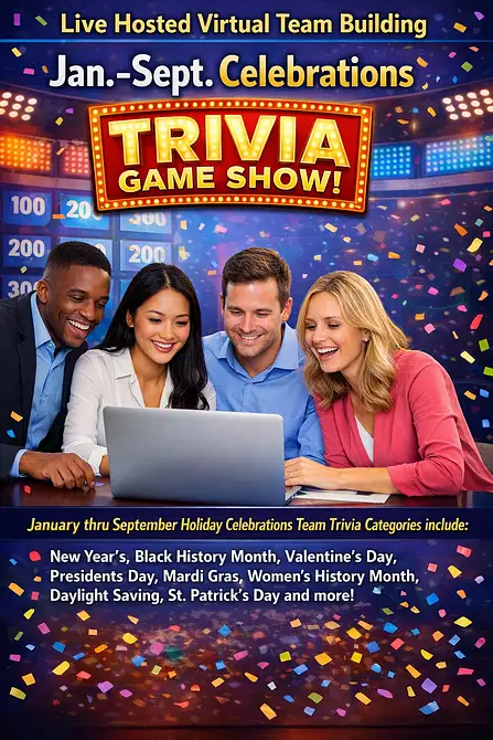 Virtual Team Jan.-Sept. Celebrations Trivia Game Show banner